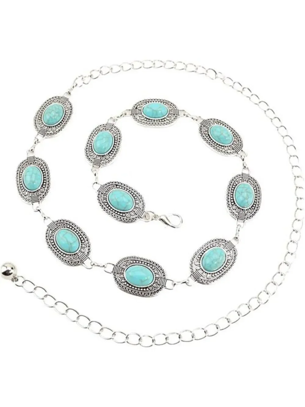 Women Western Turquoise Concho Waist Chain